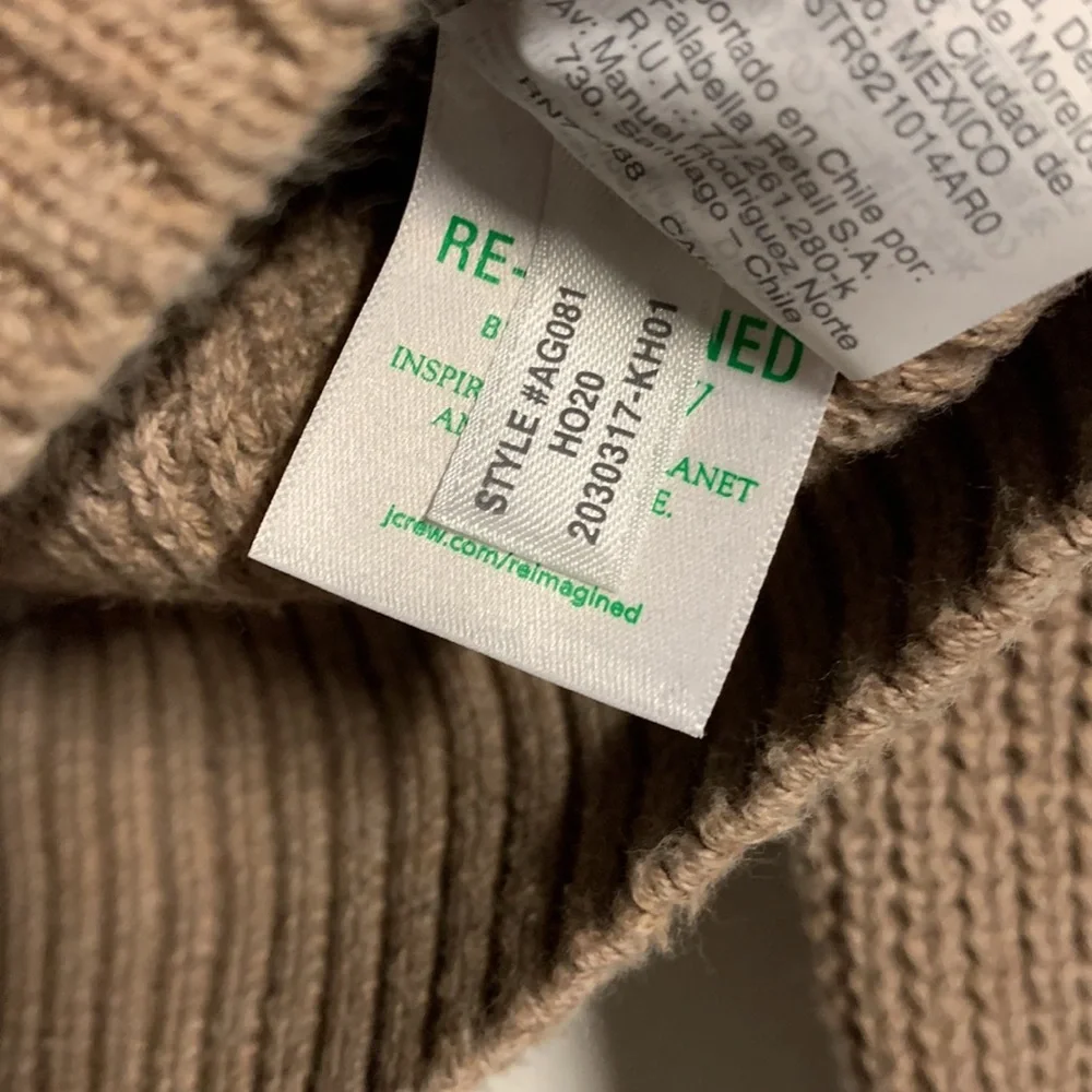 J CREW MENS WAFFLE KNIT ZIP PULLOVER SWEATER MEDIUM TAN BEIGE_5